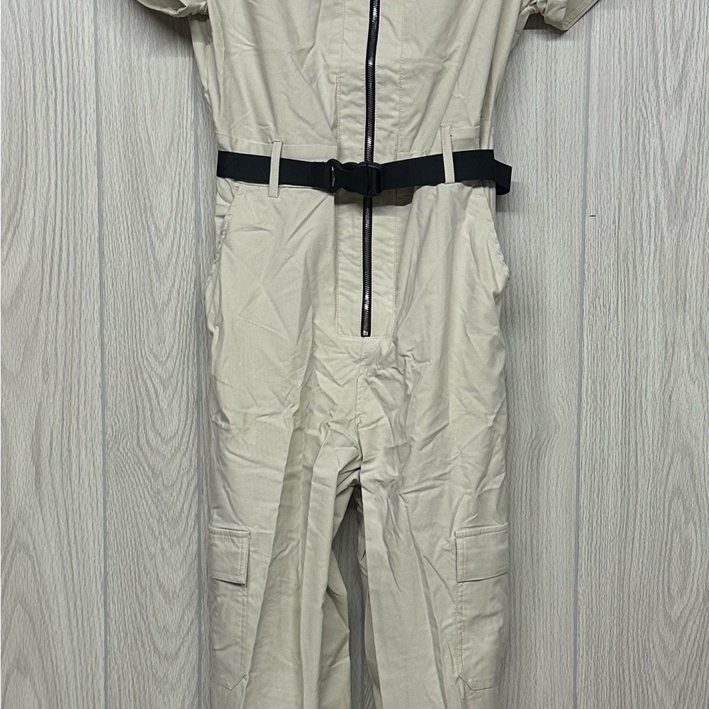 ChicMe Short Sleeve Zipper Jumpsuit Casual with Belt Small Size, Full Zip Up